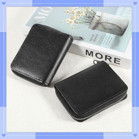 2 PCS Credit Card Holder for Women Credit Card Protector Wallet Faux Leather Zipper Wallet for Women Men Organizer Id Cards Bank Cards (Black) in Saudi Arabia