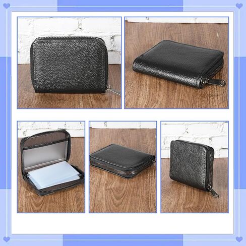 2 PCS Credit Card Holder for Women Credit Card Protector Wallet Faux Leather Zipper Wallet for Women Men Organizer Id Cards Bank Cards (Black) in Saudi Arabia