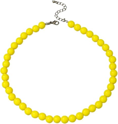 KIFEDSLJ Neon Round Beaded Necklace Acrylic Candy Color Beads Strand Necklace for Women 70s 80s Costume Party Jewelry in Kuwait