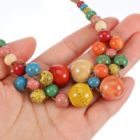 قلادة مطرزة بالسيراميك للنساء، قلادة مطرزة بوهو، مجوهرات Y2K Hippie Beads Strand قلادات للنساء in Saudi Arabia