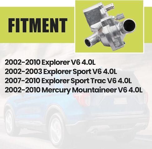 Aluminum Coolant Thermostat Housing Assembly Compatible with Ford Explorer 2002-2010, Explorer Sport Trac 2007-2010, Mercury Mountaineer 2002-2010 4.0L V6 902-860 2L2Z8592BA 2L2Z8592BB, with Sensor in Saudi Arabia