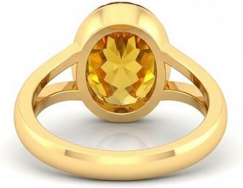 Natural Yellow Sapphire (Pukhraj) Solitaire Ring | Gold Plated Bezel Set | Unisex Ring for Men & Women | Astrology & Daily Wear in Saudi Arabia