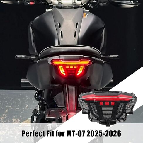 مصباح خلفي LED متكامل لـ MT-07 MT 07 2025-2026، مصباح خلفي لضوء الفرامل الوامض للإشارة الانعطاف، التوصيل والتشغيل بعدسة مدخنة للضوء الخلفي للدراجات النارية 2025 MT07 in Saudi Arabia