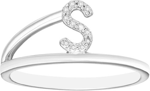Boston Bay Diamonds Genuine Diamond Initial Letter Ring in Sterling Silver, choice of 26 letters in Saudi Arabia