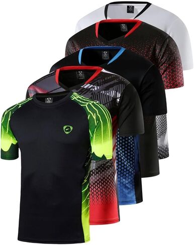تي شيرت رياضي للرجال مكون من 5 قطع تي شيرت رياضي للجري والجيم والتمارين الرياضية تي شيرت جولف تنس سريع الجفاف LSL449 in Kuwait