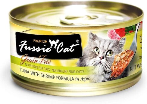 Fussie Cat Premium Canned Grain Free Cat Wet Food - Variety Bundle 4 Flavors Pack with HS Pet Food Bowl (12 Cans) (Tuna & Ocean Fish- Tuna & Salmon - Tuna & Shrimp - Tuna & Chicken) (2.82 Oz) in Kuwait