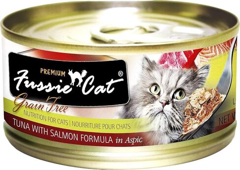 Fussie Cat Premium Canned Grain Free Cat Wet Food - Variety Bundle 4 Flavors Pack with HS Pet Food Bowl (12 Cans) (Tuna & Ocean Fish- Tuna & Salmon - Tuna & Shrimp - Tuna & Chicken) (2.82 Oz) in Kuwait