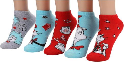 Bioworld Dr. Seuss The Cat In The Hat Characters مجموعة من 5 أزواج من الجوارب النسائية للكاحل in Saudi Arabia