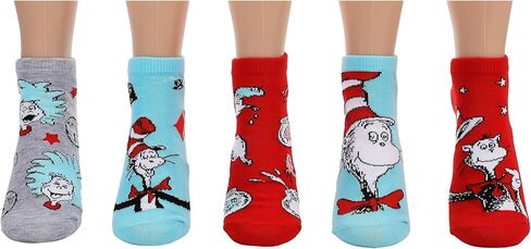 Bioworld Dr. Seuss The Cat In The Hat Characters مجموعة من 5 أزواج من الجوارب النسائية للكاحل in Saudi Arabia