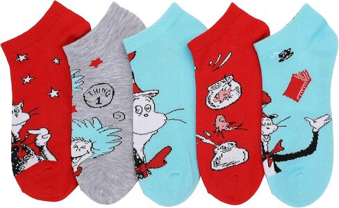 Bioworld Dr. Seuss The Cat In The Hat Characters مجموعة من 5 أزواج من الجوارب النسائية للكاحل in Saudi Arabia