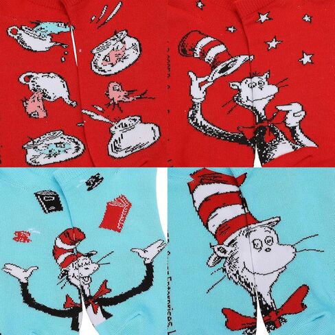 Bioworld Dr. Seuss The Cat In The Hat Characters مجموعة من 5 أزواج من الجوارب النسائية للكاحل in Saudi Arabia