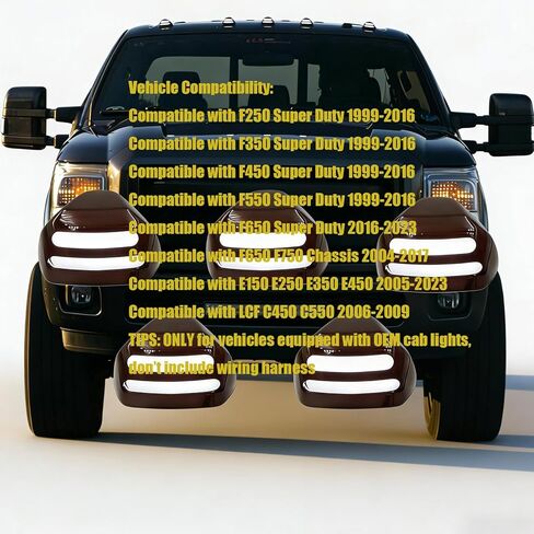 5 قطع من مصابيح LED بيضاء لسقف الكابينة متوافقة مع 1999-2016 F250 F350 F450 F550 و2004-2017 F650 F750 ملحقات شاحنة التخليص العلوي ومصابيح الجري المدخنة in Kuwait