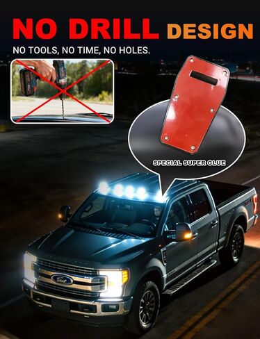 مصابيح الكابينة الشمسية للشاحنات المزودة بجهاز تحكم عن بعد، مصابيح LED بيضاء لسقف الحفر بدون جهاز تحكم عن بعد مع مستشعر اهتزاز، مصابيح أمان مقاومة للماء IP67 لمركبات RVs Pickup SUV Van 5PCS in Kuwait