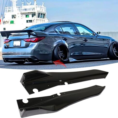 Rear Bumper Spoiler Diffuser Splitter Protector Fit for Infiniti Q50 Q50s 2014-2024, 2PCS Rear Bumper Side Lip Aprons Valence Spat Exterior Accessories (Gloss Black) in Saudi Arabia