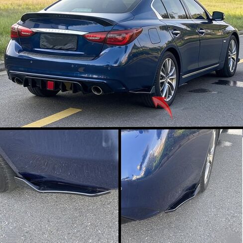 Rear Bumper Spoiler Diffuser Splitter Protector Fit for Infiniti Q50 Q50s 2014-2024, 2PCS Rear Bumper Side Lip Aprons Valence Spat Exterior Accessories (Gloss Black) in Saudi Arabia