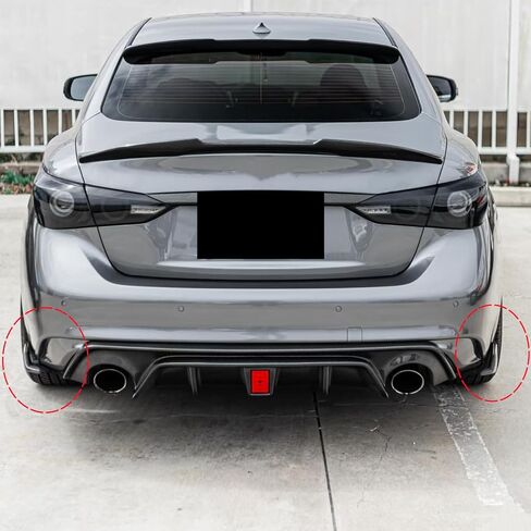 Rear Bumper Spoiler Diffuser Splitter Protector Fit for Infiniti Q50 Q50s 2014-2024, 2PCS Rear Bumper Side Lip Aprons Valence Spat Exterior Accessories (Gloss Black) in Saudi Arabia
