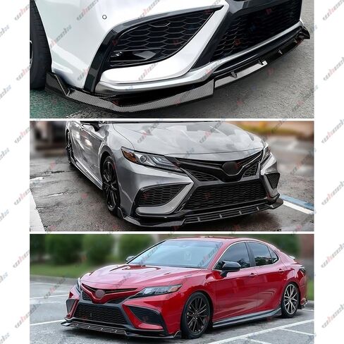 3 قطع حافة ممتصة للصدمات الأمامية متوافقة مع طراز Toyota Camry SE XSE 2021-2024 V2، فاصل سبويلر للذقن السفلي يناسب 2021 2022 2023 2024، طقم جسم الحماية (أسود لامع) in Saudi Arabia