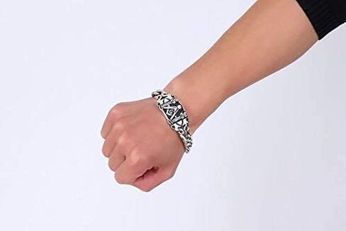 Rockyu Brand Popular Bracelet, Stainless Steel, Men's, Masonic Engraved, Chain, Men's Bracelet, Celebrity, Coming-of-Age Ceremony, Gift in Kuwait