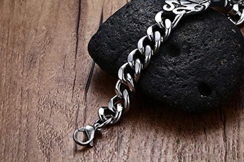 Rockyu Brand Popular Bracelet, Stainless Steel, Men's, Masonic Engraved, Chain, Men's Bracelet, Celebrity, Coming-of-Age Ceremony, Gift in Kuwait