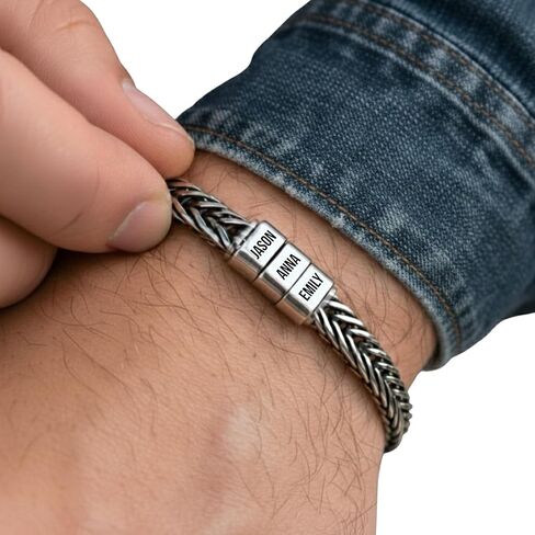 Personalized Stainless Steel Bracelet for Men - Custom Gold, Silver, Black Bracelets for Him, Father's Day Gifts for Husband, Dad, Boyfriend, Groomsmen, Birthday, Wedding, Anniversary, Gift for Men in Saudi Arabia