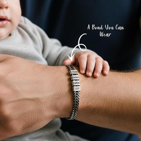 Personalized Stainless Steel Bracelet for Men - Custom Gold, Silver, Black Bracelets for Him, Father's Day Gifts for Husband, Dad, Boyfriend, Groomsmen, Birthday, Wedding, Anniversary, Gift for Men in Saudi Arabia
