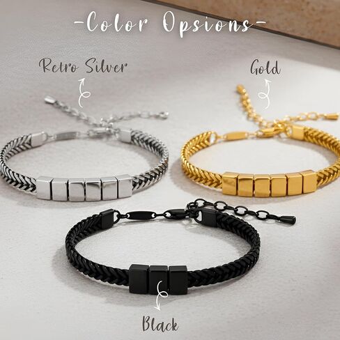 Personalized Stainless Steel Bracelet for Men - Custom Gold, Silver, Black Bracelets for Him, Father's Day Gifts for Husband, Dad, Boyfriend, Groomsmen, Birthday, Wedding, Anniversary, Gift for Men in Saudi Arabia