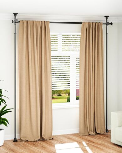 ALLZONE Tension Curtain Rods for Windows, Adjustable 31 to 83 Inch Wide, Freestanding Curtain Rods No Drilling, Apartment Renter Friendly, Heavy Duty, for Room Divider, Doorway,63 to 130Inch Height in Saudi Arabia