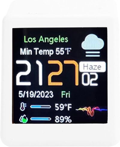 Pomya Digital Clock with Date and Weather, Electric Desk Clock for Seniors Elderly, LCD Digital Display Calendar, Temperature Weather Forecast Station, Support WiFi Networking (White) in Saudi Arabia