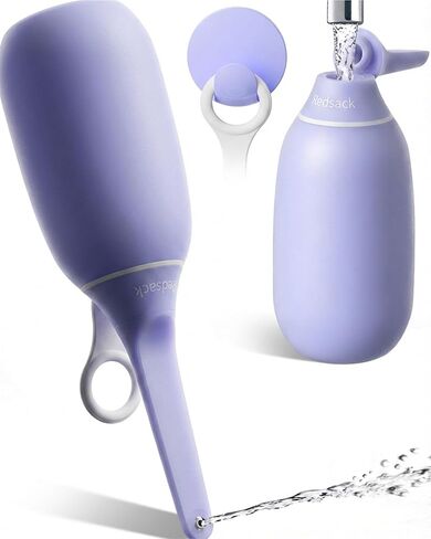 زجاجة بيري قابلة للطي للعناية بعد الولادة/العجان، بيديه محمول مانع للتسرب 400 مل للنظافة الأنثوية، خالٍ من البيسفينول A، بخاخ بيديت محمول بتصميم حلقة خطافية للرجال/النساء/الأطفال (أرجواني) in Kuwait