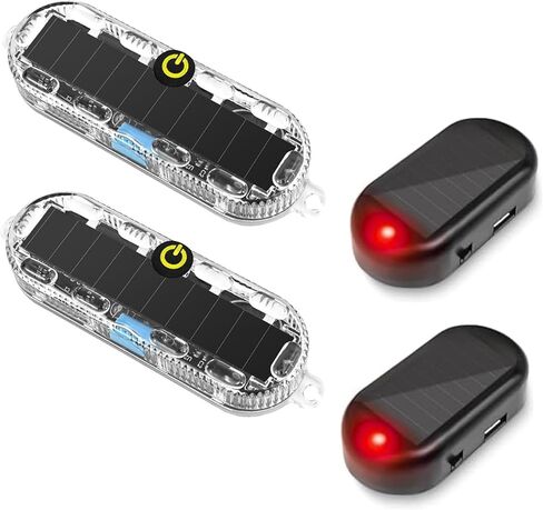 RQG Solar Strobe Lights*2 and Fake Car Alarm Light *2, Colorful Led Warning Light,Automotive Interior Flash Anti Collision Light,Anti-Theft Security Alarm Lights for Car Truck Motorcycle, 4 Pack in Kuwait