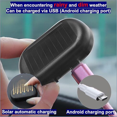 RQG Solar Strobe Lights*2 and Fake Car Alarm Light *2, Colorful Led Warning Light,Automotive Interior Flash Anti Collision Light,Anti-Theft Security Alarm Lights for Car Truck Motorcycle, 4 Pack in Kuwait