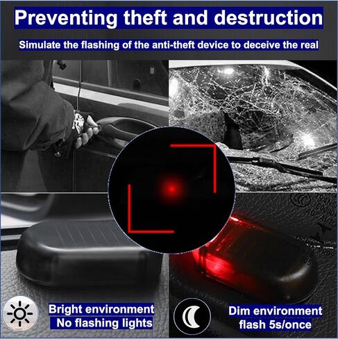 RQG Solar Strobe Lights*2 and Fake Car Alarm Light *2, Colorful Led Warning Light,Automotive Interior Flash Anti Collision Light,Anti-Theft Security Alarm Lights for Car Truck Motorcycle, 4 Pack in Kuwait