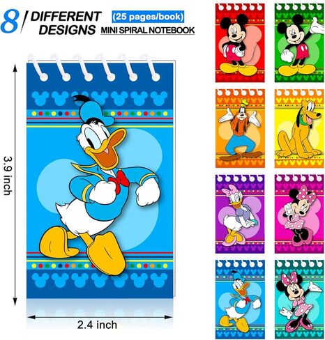 لوازم حفلات أعياد الميلاد من الفأر، 24 قطعة من دفاتر الملاحظات الصغيرة لهدايا حفلات أعياد الميلاد ميكي، حشو حقائب جودي، مكافآت الفصل الدراسي، 8 أنواع in Kuwait