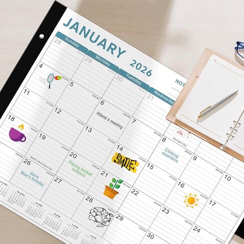 تقويم مكتب 2026، تقويم مكتب كبير مقاس 22 بوصة × 17 بوصة من KOPEESY، 18 فمًا من يناير 2026 إلى يونيو 2027، تقويم سطح المكتب مع ملاحظات وورق سميك للمنزل والمكتب والمدرسة (أزرق) in Kuwait