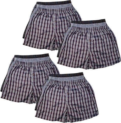 Men's Cotton Boxer Shorts Random Mixed S-3XL Cotton Blend Woven Boxers Elastic Waistband Button Pouch Underwear in Kuwait