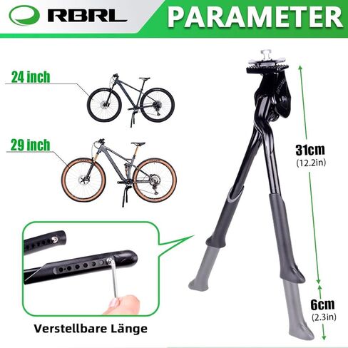 مسند دراجة RBRL، حامل مركزي مزدوج الساق، مسند دراجة قابل للتعديل للخدمة الشاقة، حامل للدراجات مقاس 24-29 بوصة قابل للتعديل من سبائك الألومنيوم لتخزين دعم مسند الدراجة in Kuwait