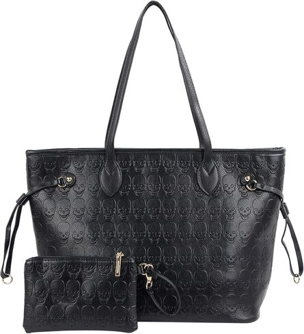 المرأة الشيطان الجمجمة المحفظة حقائب اليد بو الجلود أعلى مقبض حقيبة التسوق مع مخلب المحفظة السوداء in Kuwait