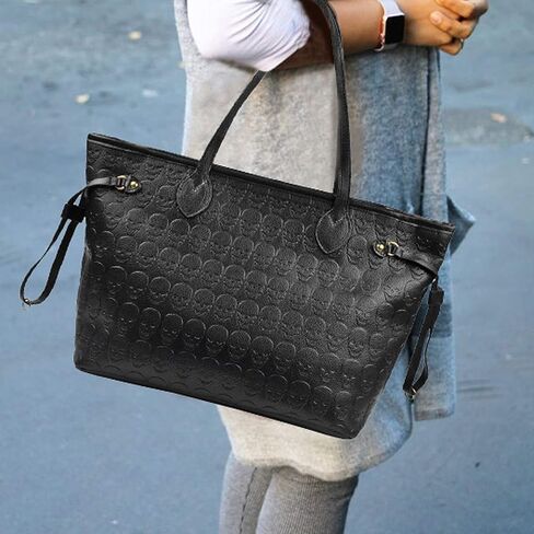 المرأة الشيطان الجمجمة المحفظة حقائب اليد بو الجلود أعلى مقبض حقيبة التسوق مع مخلب المحفظة السوداء in Kuwait