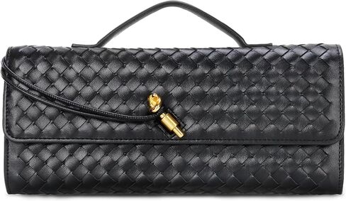 Trendy Woven Evening Clutch Purses,Women Underarm Shoulder Handbag,Cute Satchels Crossbody Purse PU Leather Wallet Clutch Purses for Women, Formal Satchel Leather Evening Bag Shoulder Handbag in Saudi Arabia