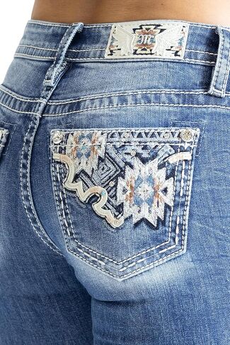 Miss Me Women's Geo Pocket Mid-Rise Bootcut Jeans in Saudi Arabia