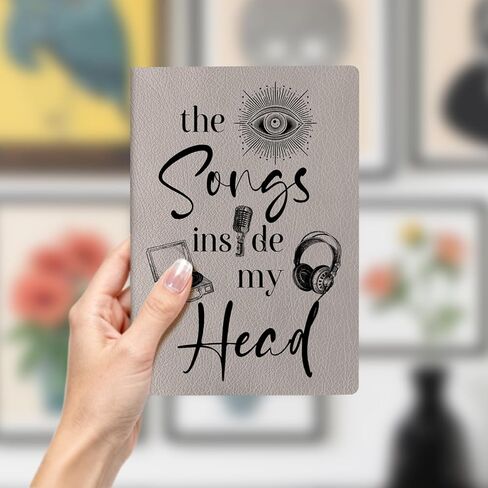 Music Earphone Leather Notebook for Work Travel, Eye Leather Writing Journal, A5 Hardcover Notepad Diary for Writing Note Taking, Music Gifts for Women Friend Bestie in Saudi Arabia