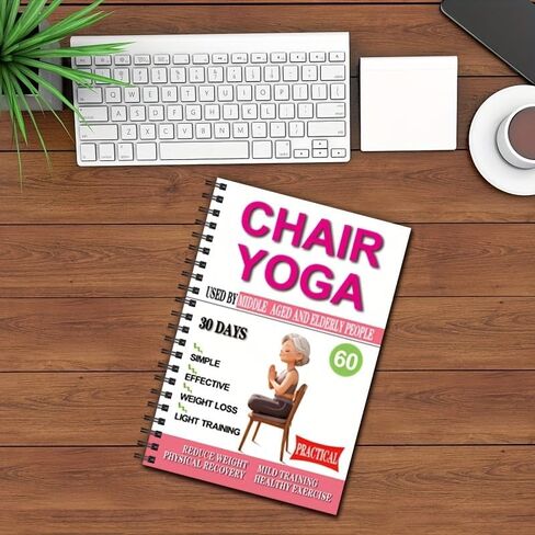 Chair Yoga Guide for Seniors & Beginners, 40-Page Illustrated A5 Spiral Notebook for Home & Office, Gift Idea (5.5x8.3 Inch, Pink) in Saudi Arabia