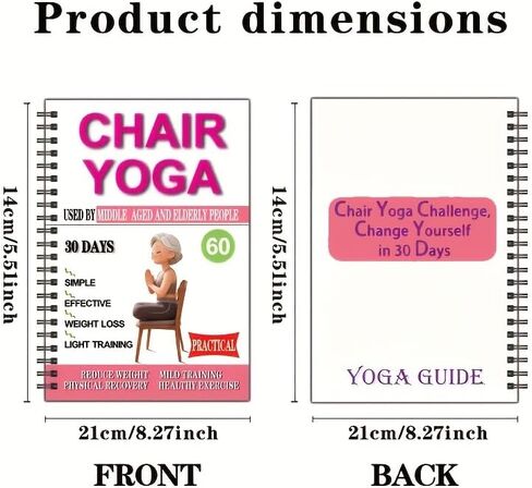 Chair Yoga Guide for Seniors & Beginners, 40-Page Illustrated A5 Spiral Notebook for Home & Office, Gift Idea (5.5x8.3 Inch, Pink) in Saudi Arabia