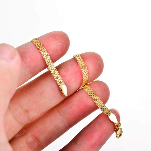 Solid 18k Gold Italian Mesh Link Chain Bracelets for Women, Fine Jewelry Gifts for Her (Chain width: 2.8 mm; 6.4-7.5 Inch) in Saudi Arabia