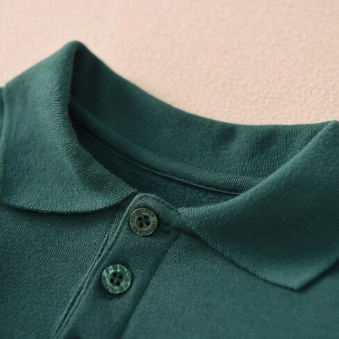 Boys Long Sleeve Polo Shirt School Uniform Shirts Collared Performance Activewear Tops with Chest Pocket 1-15 Years in Saudi Arabia