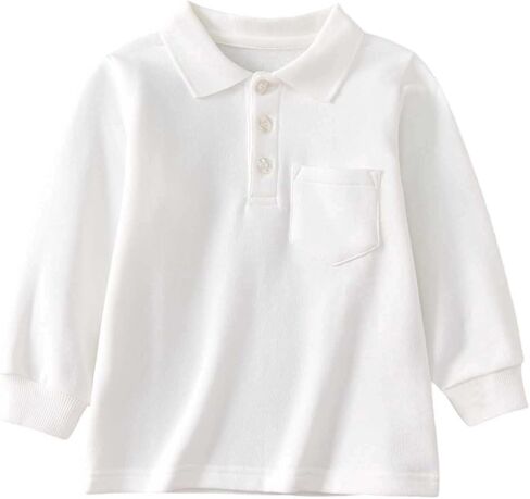 Boys Long Sleeve Polo Shirt School Uniform Shirts Collared Performance Activewear Tops with Chest Pocket 1-15 Years in Saudi Arabia