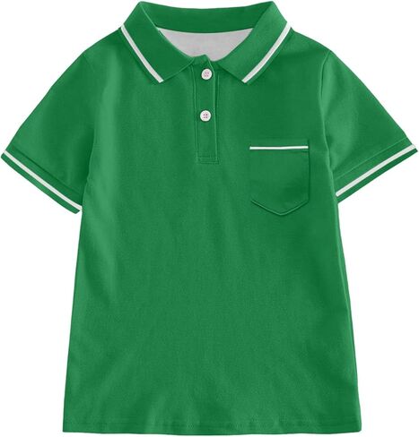Boys String Pique Polo Shirts Short Sleeve Button Closure Shirt School Uniform Performance Shirt with Chest Pocket in Saudi Arabia