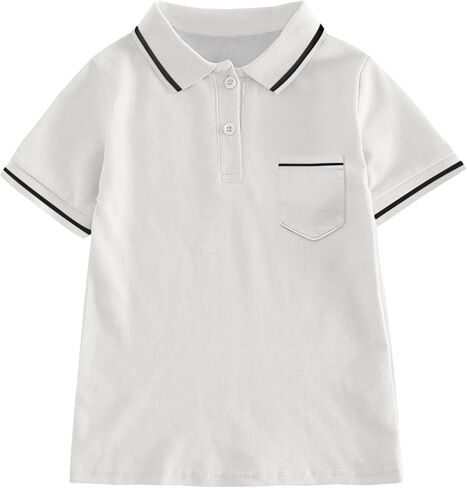 Boys String Pique Polo Shirts Short Sleeve Button Closure Shirt School Uniform Performance Shirt with Chest Pocket in Saudi Arabia