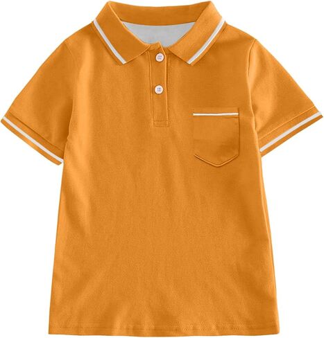Boys String Pique Polo Shirts Short Sleeve Button Closure Shirt School Uniform Performance Shirt with Chest Pocket in Saudi Arabia
