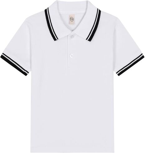 Boys Short Sleeve String Polo Shirt Color Block School Uniform Shirt Button Closure Comfort Stretch Golf Shirts in Saudi Arabia